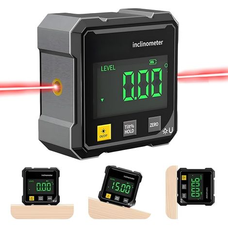 4 Sides Digital Magnetic Angle Ruler with Laser Digital Level Digital Angle Ruler with Magnetic Base for Woodworking Construction Decoration (1/5)