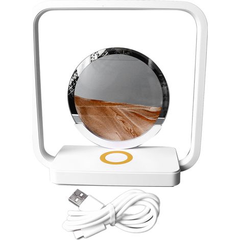 Ortviai Lampe de chevet avec design artistique en sable, chargeur sans fil intégré, lumière réglable, couleur jaune (1/5)