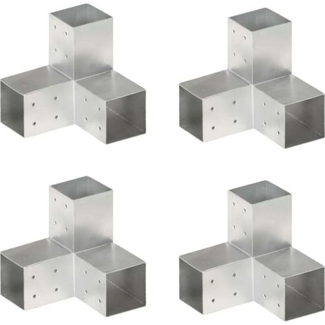 Vidaxl – Connecteurs de poteau en Y galvanisés 81x81 mm – Lot de 4 – Installation facile avec poutres en bois – Pour abris et auvents (1/5)