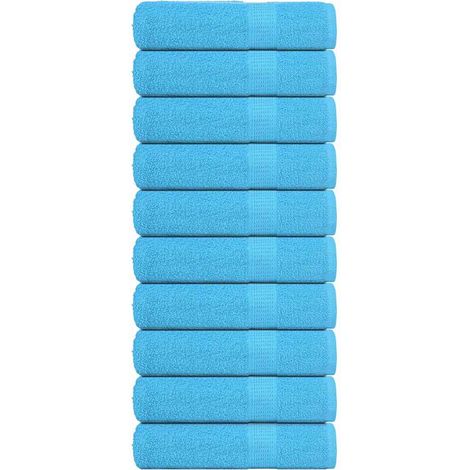 Serviettes de bain FROGN, lot de 10, turquoise, 100x150 cm, 360 g/m²
