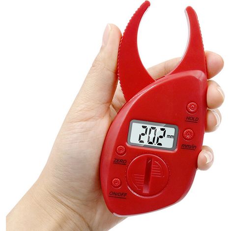 Pied à coulisse numérique rouge pour mesure de graisse corporelle, léger, portable, prise confortable, précis, outil de mesure de pli cutané, rouge (1/4)
