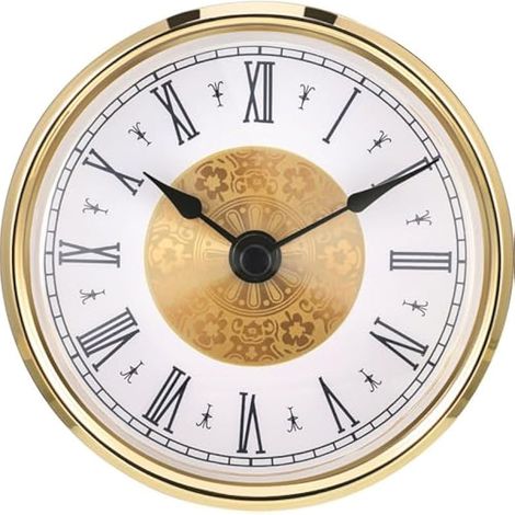 Horloge à quartz de 8 cm avec chiffres romains, mouvement rond de 80 mm, compatible avec les trous de 75 mm, fonctionnement silencieux, couleur or (1/5)