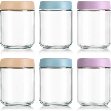 Lot de 6 Bocal en Verre avec Couvercle 480ml,Bocal Overnight Oats (1/5)