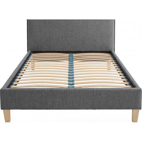 AMORE - Lit tissu lisse Gris foncé 140x200cm (1/5)