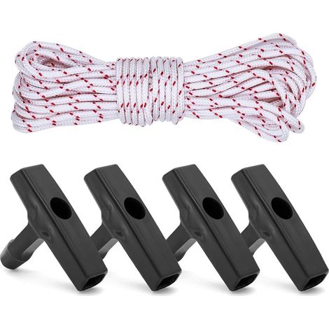 10 Mètres 4.0mm Corde de démarrage de Rechange, Corde Lanceur Tondeuse avec 4 Pièces Poignée de Démarrage pour Tondeuses à Gazon, Tronçonneuses, Débroussailleuses (1/4)
