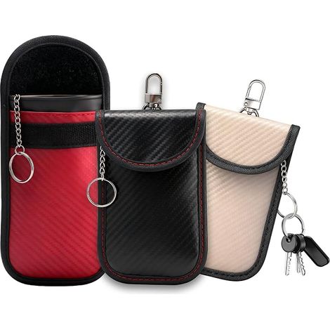 Etui Anti RFID Signal Faraday Pochette Sac, Lot de 3 Pochettes Blocage Signal pour Clé Voiture, Protection Antivol Anti Piratage de Télécommande Véhicule (Moyen) (1/5)