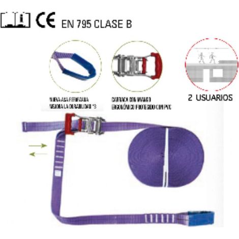 FPLUS linea seguridad horiz. 3.5cms-20 mts + 2 mosq. , Linea seguridad horizontal 20M

Línea de seguridad portátil en cinta de poliéster de alta tenacidad,  (PARA 2 USUARIOS) ancho