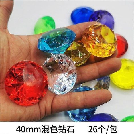 1 pièceUNDiamants acryliques de 40 mm de couleurs assorties, 26 grands jouets de plongée pour enfants de 4 à 12 ans, cadeaux d'été pour l'apprentissage de la natation sous-marine (garçons et filles). (1/5)