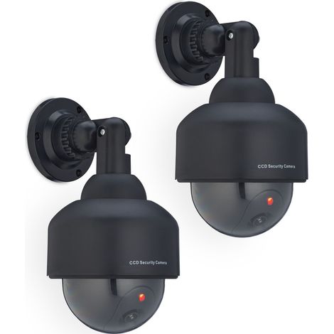 Relaxdays Telecamera Finta di Sorveglianza, Set 2 Dummy Camera, LED Lampeggiante, HLP: 23,5x12,5x14 cm, Deterrente, Nero