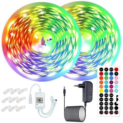 Kit de bande LED RVB, 30 mètres, contrôle de l'application Bluetooth, avec 44 touches, SMD 5050.12V, multicolore (1/5)