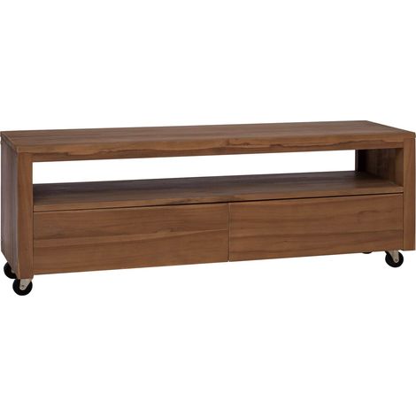 vidaXL Mobile TV 110 x 30 x 40 cm Naturale Legno di teak solido (1/5)