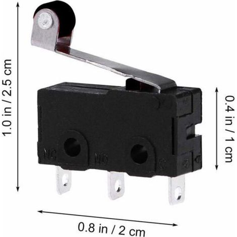 Micro-interrupteur T125 - Levier À Galet Long - SPDT - 27,8 X 10,3 X 19,3 Mm - 125 À 250 V AC - 5 À 16 A - Pour Projets Arduino Et Contrôle Industriel - Lot De 12 (1/4)