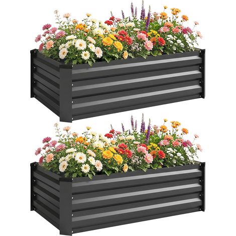 JSSEVN - Jardin surélevé en acier, robuste et weatherproof, avec drainage optimal - 100x60x30 cm (1/5)