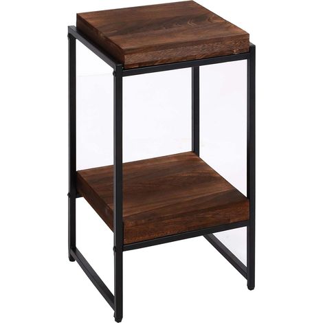 Table à fleurs HWC-K71 - étagère à fleurs table d'appoint étagère à plantes - certifiée MVG MDF métal - brun foncé - 61cm (1/5)