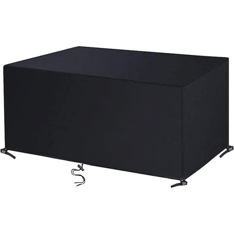 Housse Salon de Jardin 220x110x75cm Oxford Housse de Protection pour Mobilier Housse Table de Jardin Imperméable Bâche de Protection avec Corde et Boucle Verrouillage Noir (1/5)