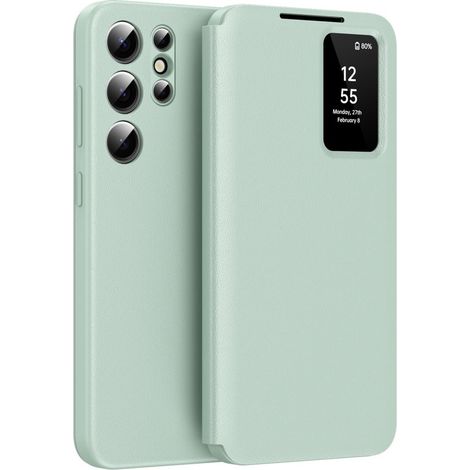 Étui portefeuille Smart View pour Samsung Galaxy S25 Ultra, vert
