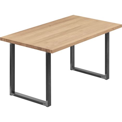 LAMO Manufaktur Esstisch Küchentisch, 120x60x76 cm (AxBxH), Loft, Natur / Rohstahl mit Klarlack, LCG-01-A-002-0000L