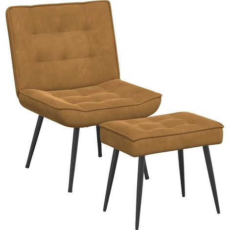 Chaise de relaxation avec tabouret Marron Velours (1/5)