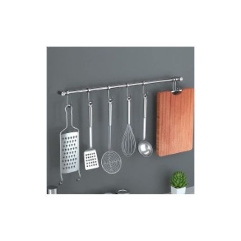 Porte Ustensiles Cuisine Mural Inox Porte-ustensiles de Cuisine en Acier Inoxydable Barre de Crédence Cuisine Inox 40cm Crochet pour (1/2)