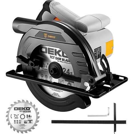 Scie Circulaire 1200W: Scies Circulaires Électriques avec Lame 185 mm, Coupe de précision 65 mm (90°) et 43 mm (45°), 4800 RPM, avec Rail de Guidage, Parfaite pour Bois, PVC (1/5)