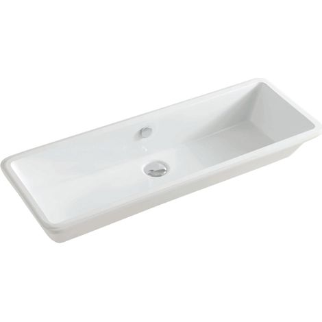Lavabo Gea incasso sottopiano cm. 90x33 in ceramica bianco lucido (1/3)