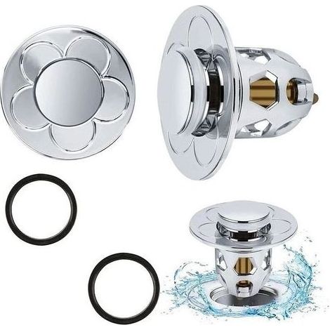 Ablaufgarnitur für Waschbecken, 2-teilig, mit Haarfilter, 34–40 mm Öffnung für Küchenspüle und Badewanne (1/5)