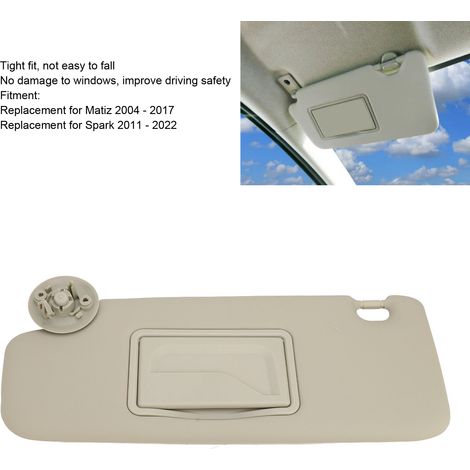 Parasol izquierdo con espejo para Matiz/Spark - Parasol gris con protección UV - Compatible con modelos de 2004 a 2017. (1/5)