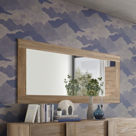 Spiegel Levanto, rechteckig, zum Aufhängen, Made in Italy, Struktur aus Glas, 170x75h cm, Eichenbraun (1/3)