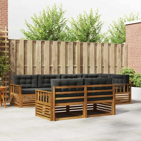 vidaXL Outdoor-Sofagarnitur mit Kissen 7 pcs Natur und Anthrazit (1/5)