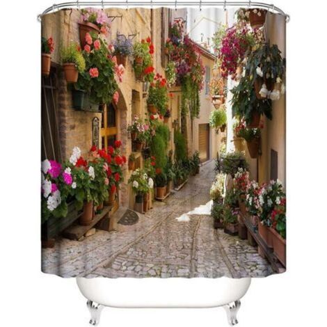 200 x 230 cm Flower Street Shower Curtain Polyester Print Waterproof Shower Curtain (1/5)