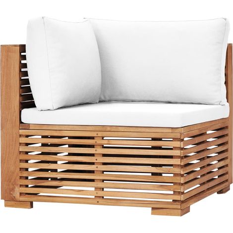 Maison Exclusive - Garten-Ecksofa mit Cremeweißer Auflage Massivh (1/5)