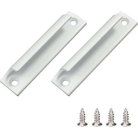 Poignée coulissante pour porte-fenêtre, meuble et tiroir en alliage d'aluminium - 2 pièces avec vis - Blanc - Matériel de quincaillerie pour fenêtres - (1/5)