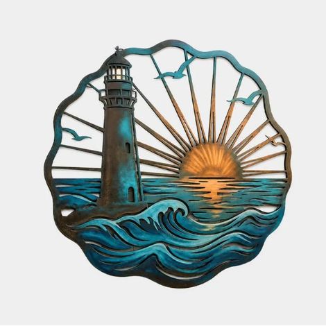 New metal craft retro coastal style metal wall decoration home decor creative ornament - Style B - 3030cm