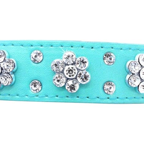 Collare per cani con strass scintillanti, collare per cani con strass color prugna, collare per cani con guinzaglio, 372,5 cm (blu) (1/3)