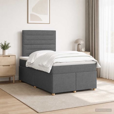 Cama box spring con colchón Gris oscuro 120 x 190 cm Tela (1/5)
