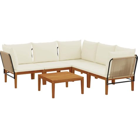 Maison Exclusive - 6 stk. Massives Akazienholz & Seil Natur (1/5)