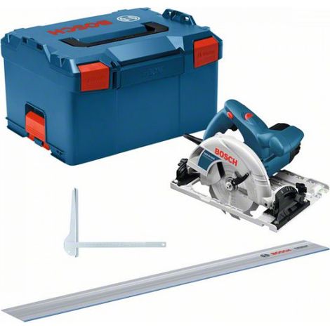 Scie circulaire GKS 55 1350 W - BOSCH - avec GCE + Rail 140 cm - L-BOXX - 0615990M91