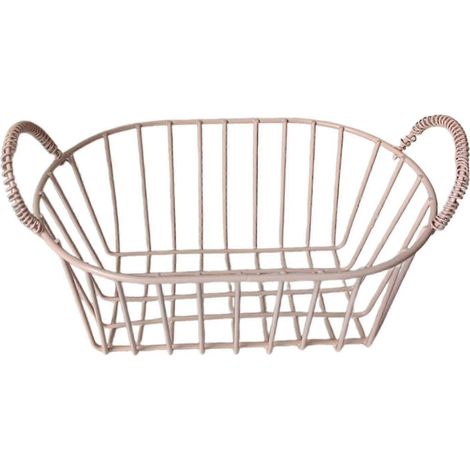 Panier de rangement alimentaire en fil métallique, panier à fruits, organisateur de comptoir, panier à chips et à en-cas pour placard, salle de bain et cuisine-Pink