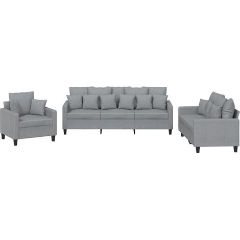 Maison Exclusive - Set Divani 3 pz con Cuscini Grigio Chiaro in Tessuto