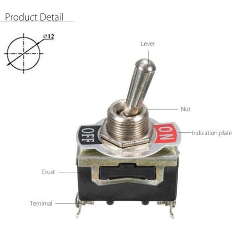 NEUFU Interrupteur à Bascule 5Pcs SPST 2Pin 15A 250V ON/OFF Lampe Couverture Levier +Capuchon Étanche INTERRUPTEUR ELECTRONIQUE (1/4)