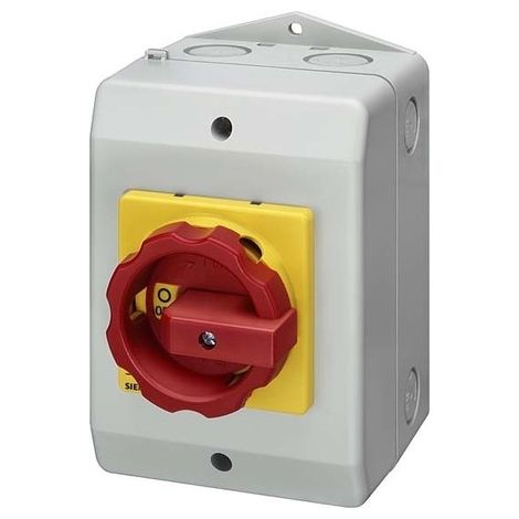 Interruptor principal/de emergencia en carcasa 3P 16A 7.5kW AC23A 400V perilla amarillo-roja 3LD2064-0TB53
