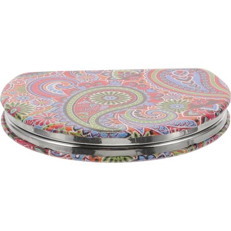 Miroir De Poche Pliant Boho Miroir De Maquillage Vintage Double Face PU Design Décoratif pour Femmes Compacte