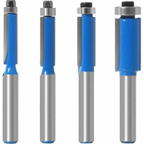 4-teiliges Fräser-Set mit 8-mm-Schaft, Kopierfräser für die Holzbearbeitung, Fräser mit oberem Lager, Bündigfräser, für Heimwerker-Holzbearbeitungsschnitte