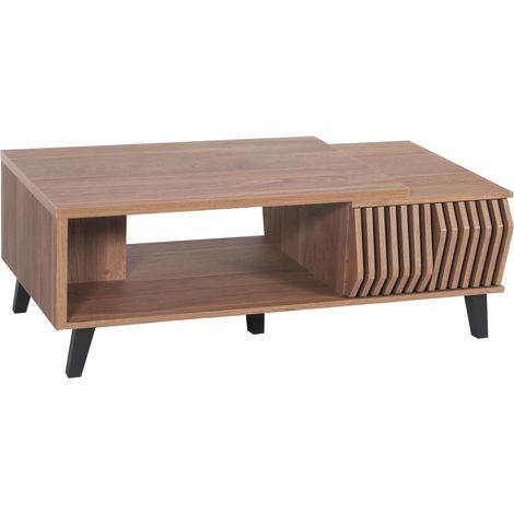 [NEUWERTIG] Couchtisch HHG-619, Wohnzimmertisch Beistelltisch Sofatisch, 3D-Design Schubladen 44x120x65cm, braun