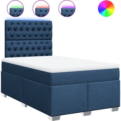 Maison Exclusive - Sommier à lattes de lit avec matelas bleu 120x190 cm tissu (1/5)