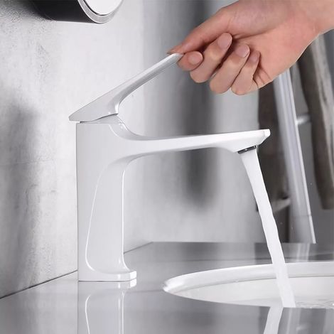 Robinet de lavabo, 160x180 mm, blanc, monocommande, pour vasque (1/3)