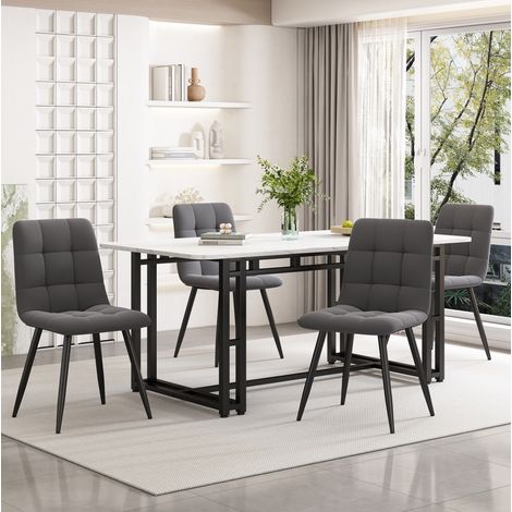 Tavolo da pranzo 140x80 cm nero e bianco in MDF con gambe in metallo moderne (1/5)