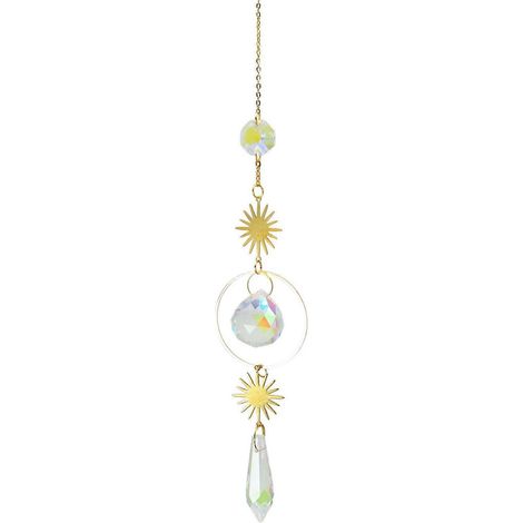 Mobile éolienne cristal lune étoile pendentif décoratif attrape-soleil extérieur jardin véranda artisanat fait main cadeau unique-4- (1/4)