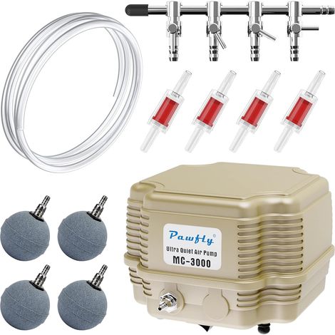 16 L/Min Pompe à air Aquarium Commercial Bulleur Aquarium Silencieux et réglable avec Kits pour Aquariums étangs Jardins d'eau et réservoirs jusqu'à 1000 L (1/5)