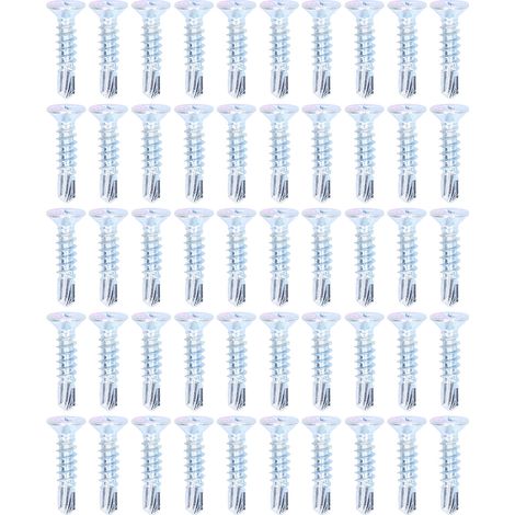 Lot de 50 vis autoperceuses tête plate, croix, acier carbone 4,2x19mm, kit de fixation pour réparation (1/5)
